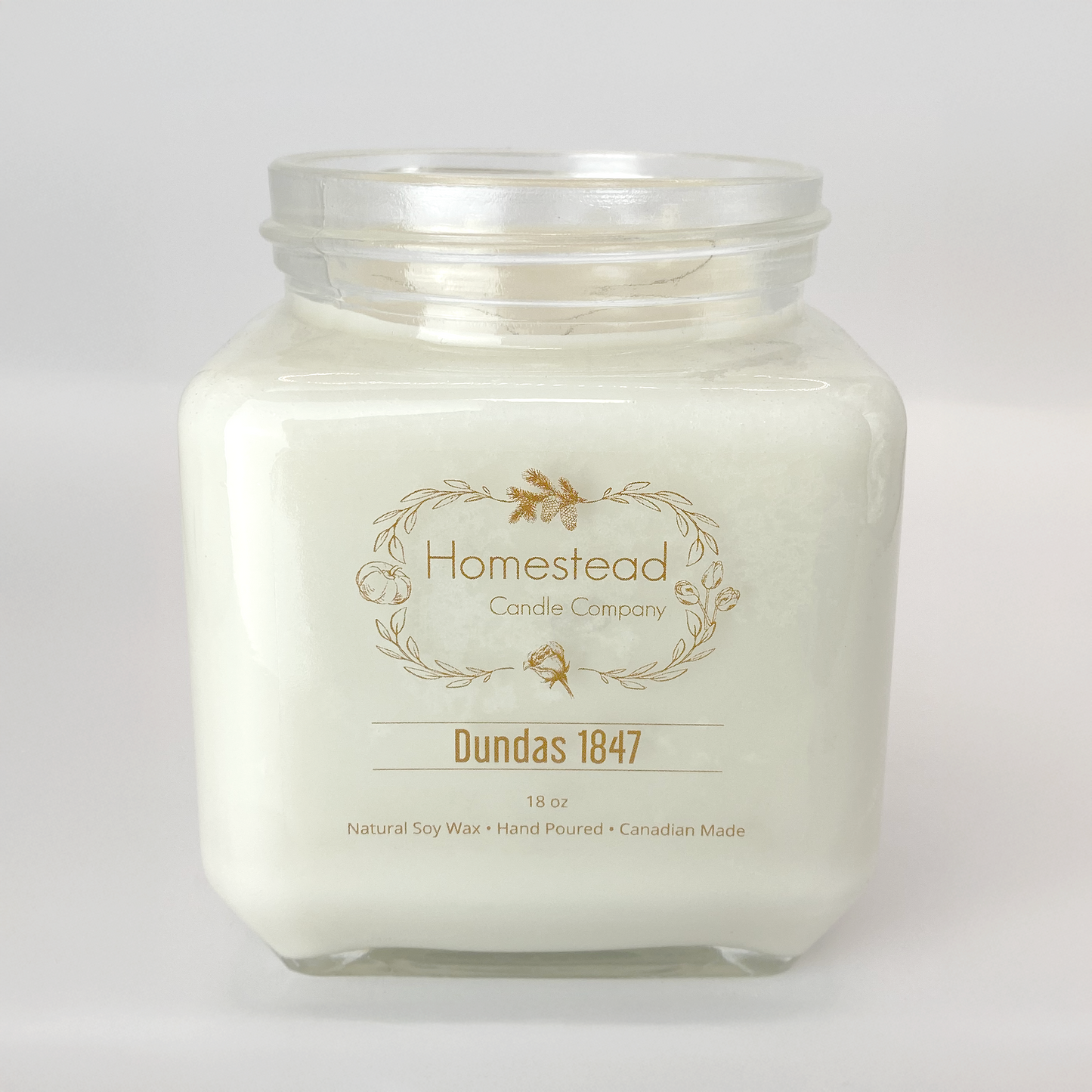 18 ounce soy wax candle. Made in Downtown Dundas Ontario