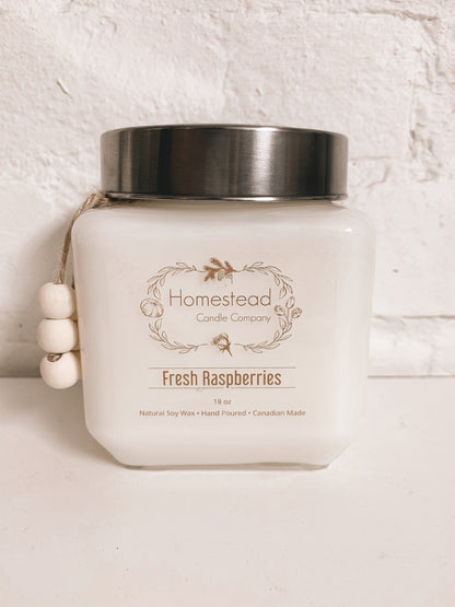 Fresh Raspberries 18oz Soy Wax Homestead Candle Company